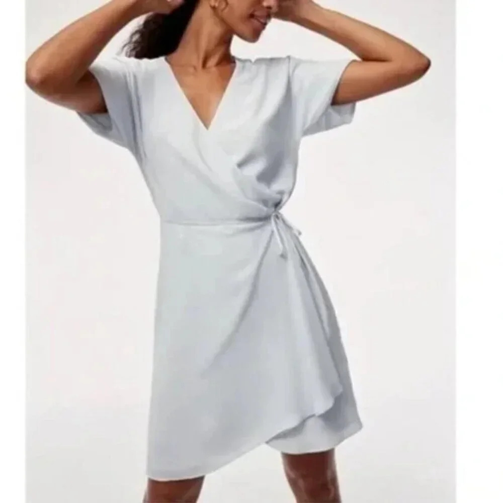 Aritzia Babaton  Wallace Wrap Dress Sky Blue Size Small